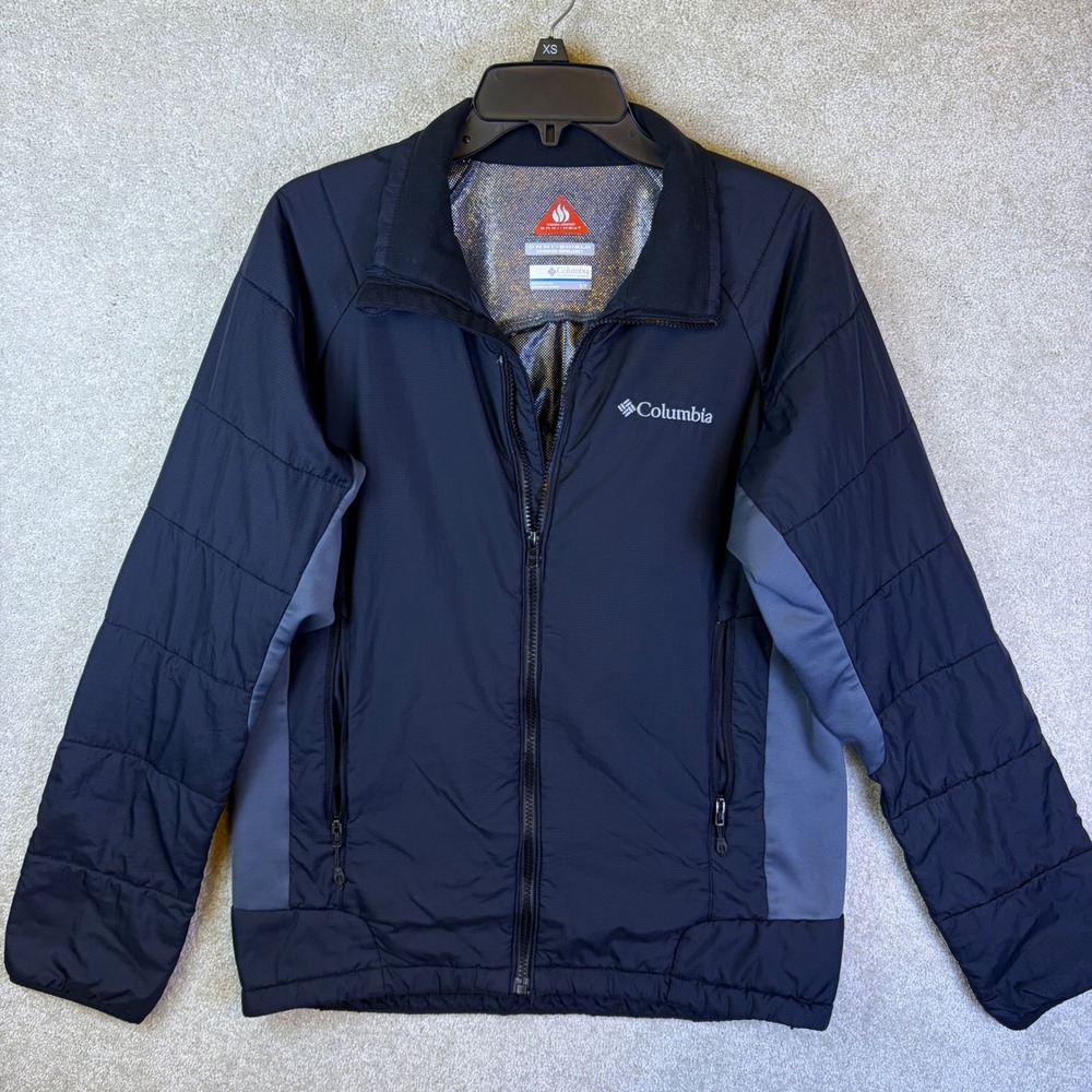 Columbia Jacket Mens Small Black Omni-Heat Omni-Shield Packable Puffer FLAWS